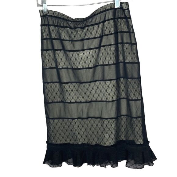 Express Black Sheer Lace Ruffle Peplum Pencil Skirt. Size Medium. - Picture 1 of 12